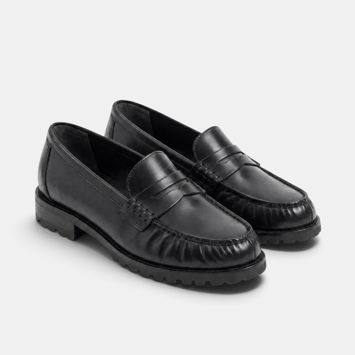 Women's Penny Loafers with Slip On Design and Chunky Sole
