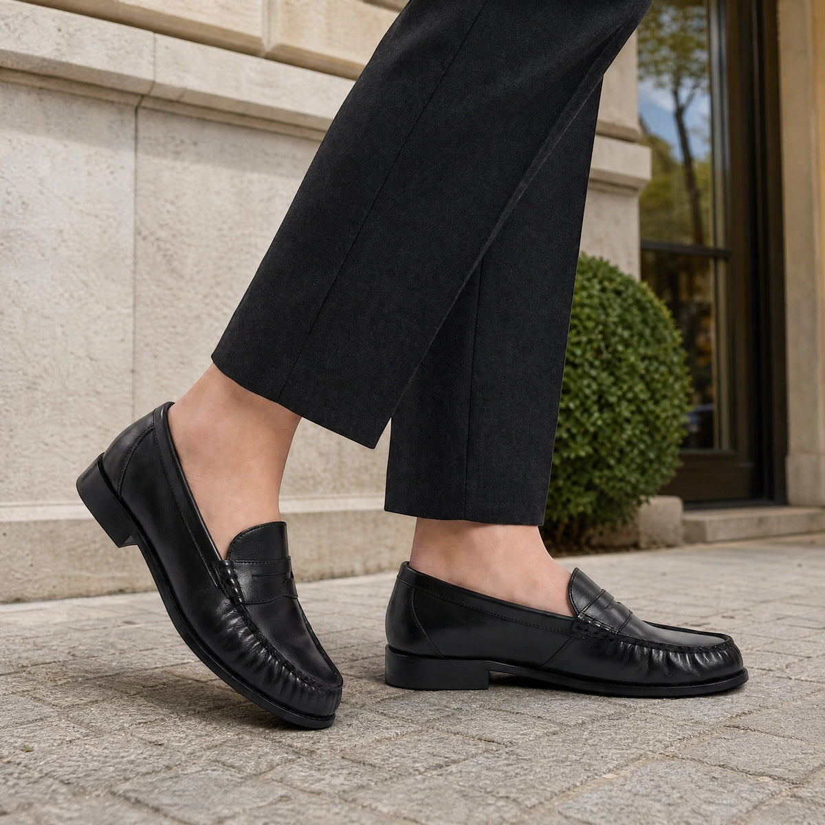 Women's Penny Loafers with Slip On Design and Chunky Sole