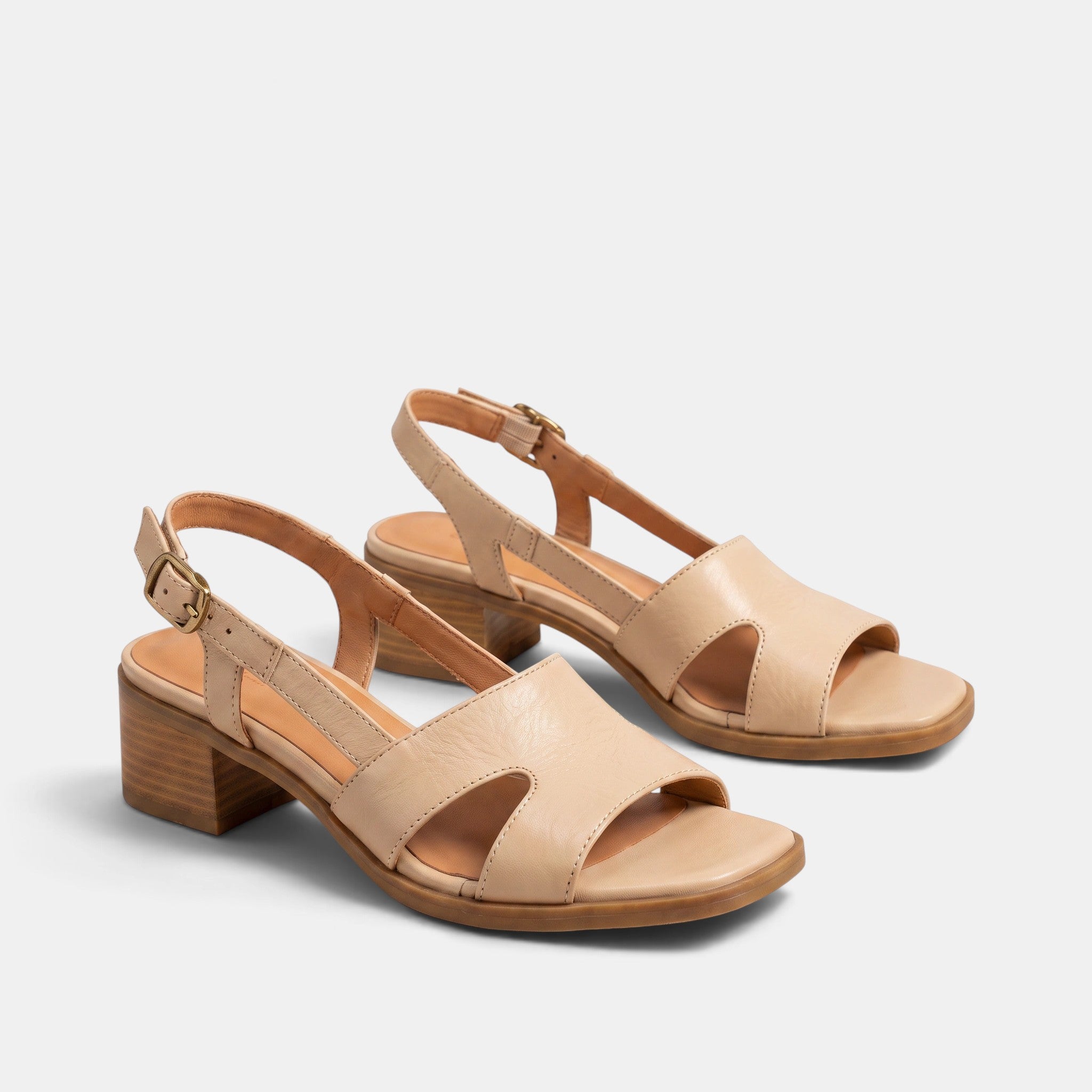 Women's Sandals with Buckle Strap and Low Heel