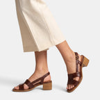 Women's Sandals with Buckle Strap and Low Heel