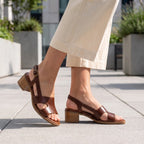 Women's Sandals with Buckle Strap and Low Heel