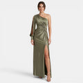 Women's Satin Maxi Dress Elegant Evening Gown SnugBubs Australia
