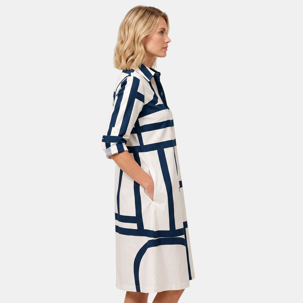 Women's Shirt Dress with Button Front, Collar and Long Sleeves
