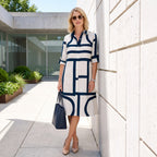 Women's Shirt Dress with Button Front, Collar and Long Sleeves