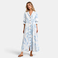 Women's Shirt Dress with Button Front, V Neck and Three Quarter Sleeves