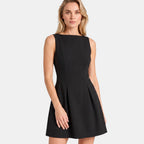 Women's Sleeveless Mini Dress with A-Line Skirt and Side Pockets