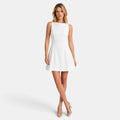 Women's Sleeveless Mini Dress with A-Line Skirt and Side Pockets