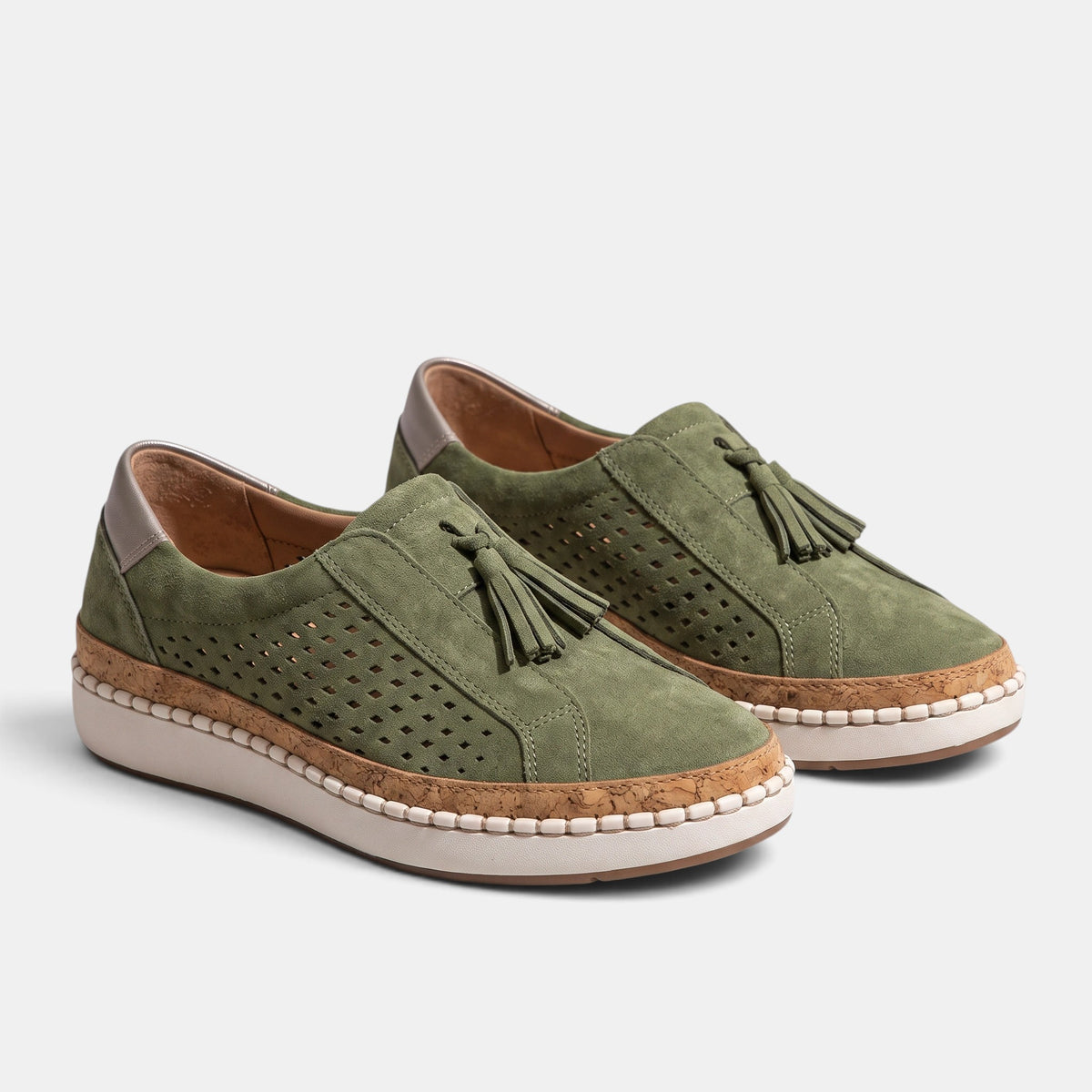 Women's Slip On Shoes with Tassel Detail and Perforated Design