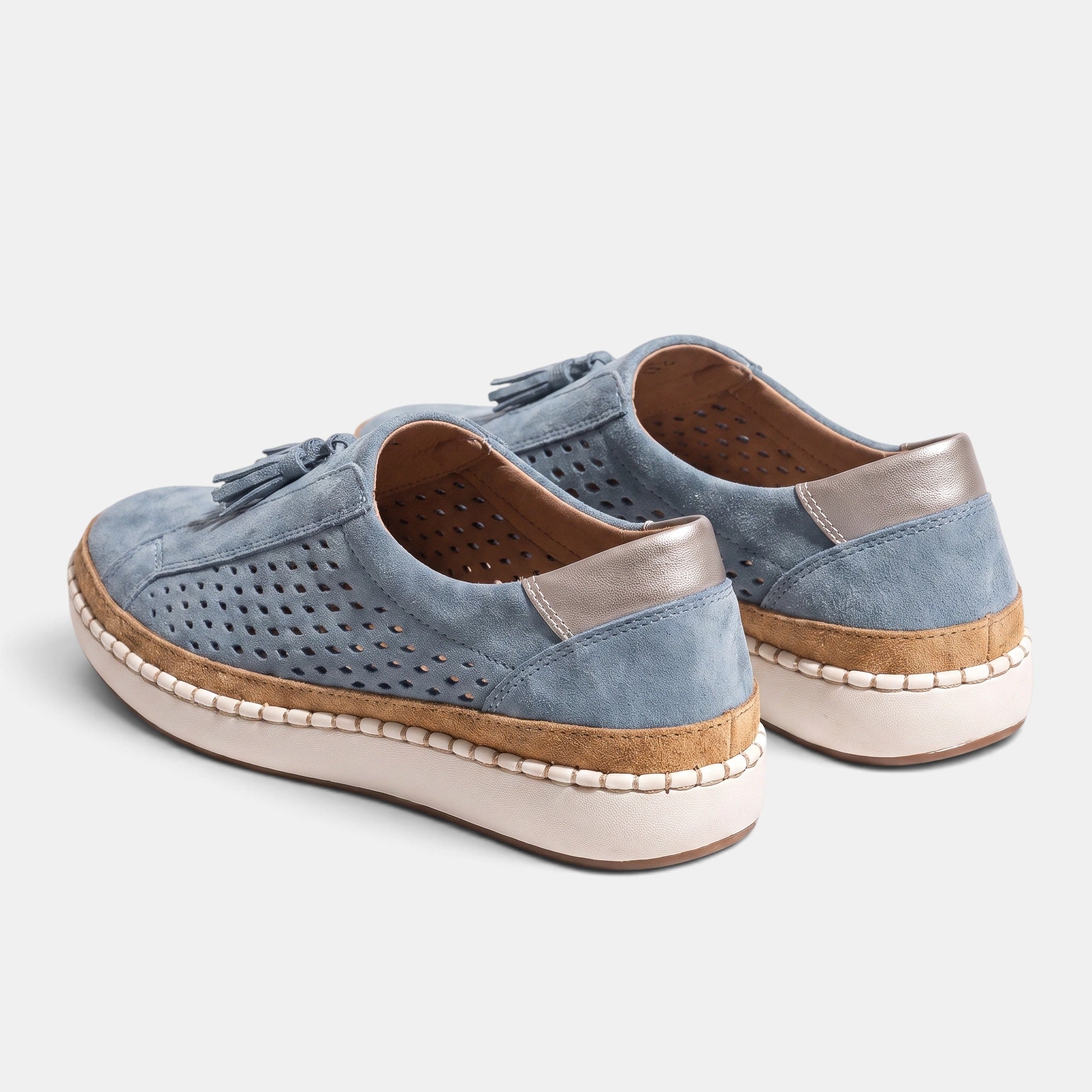 Women's Slip On Shoes with Tassel Detail and Perforated Design