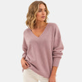 Women's V Neck Blouse with Long Sleeves and Ribbed Cuffs
