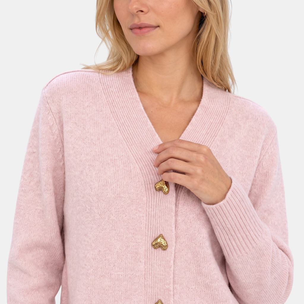 Women's V Neck Cardigan with Button Front and Ribbed Cuffs