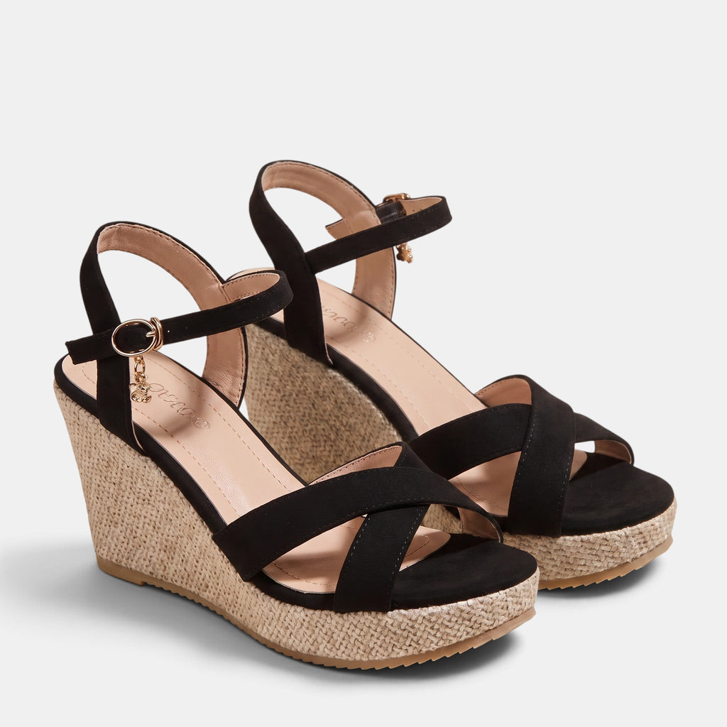 Women's Wedge Sandals with Ankle Strap and Open Toe