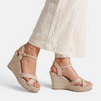 Women's Wedge Sandals with Ankle Strap and Open Toe