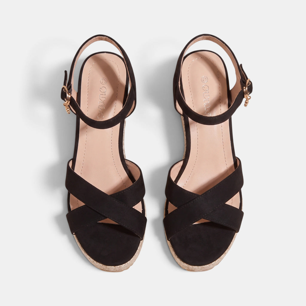 Women's Wedge Sandals with Ankle Strap and Open Toe