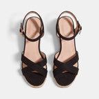 Women's Wedge Sandals with Ankle Strap and Open Toe