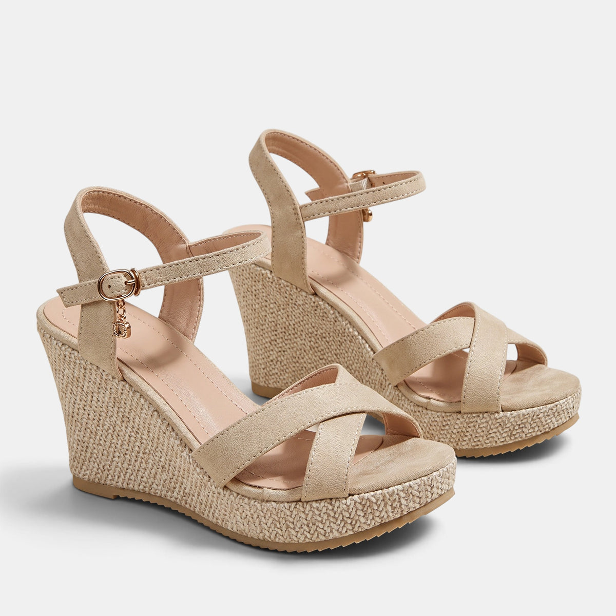 Women's Wedge Sandals with Ankle Strap and Open Toe