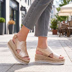 Women's Wedge Sandals with Open Toe and Ankle Strap
