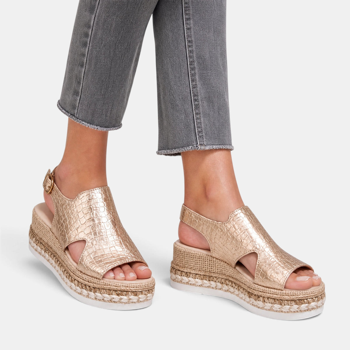 Women's Wedge Sandals with Open Toe and Ankle Strap
