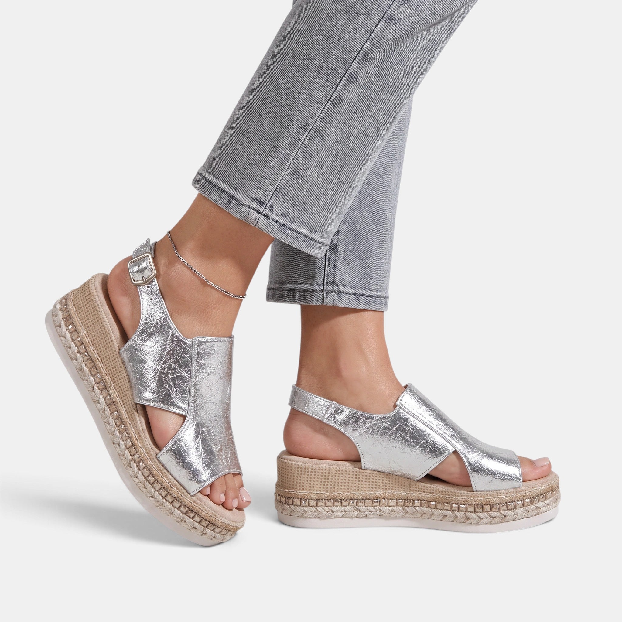Women's Wedge Sandals with Open Toe and Ankle Strap