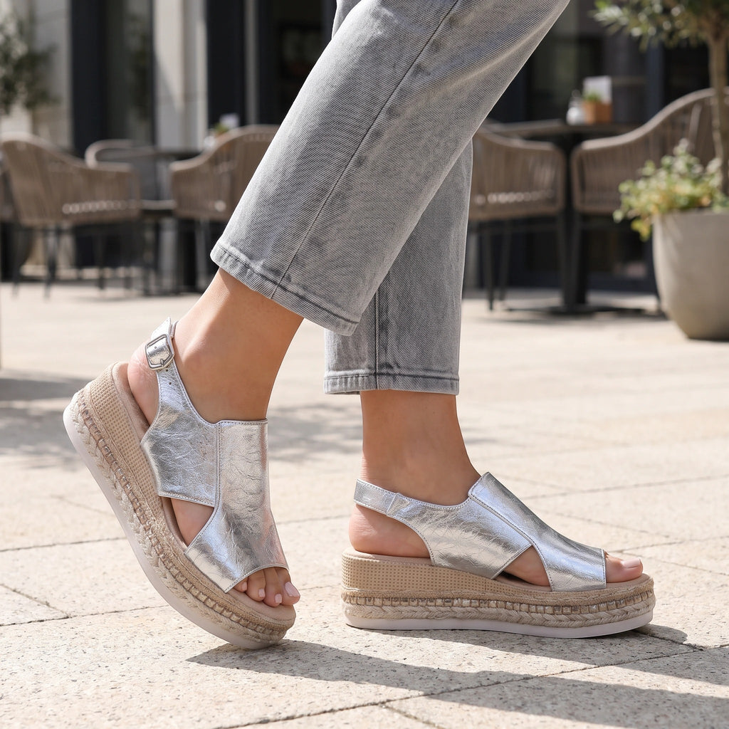 Women's Wedge Sandals with Open Toe and Ankle Strap