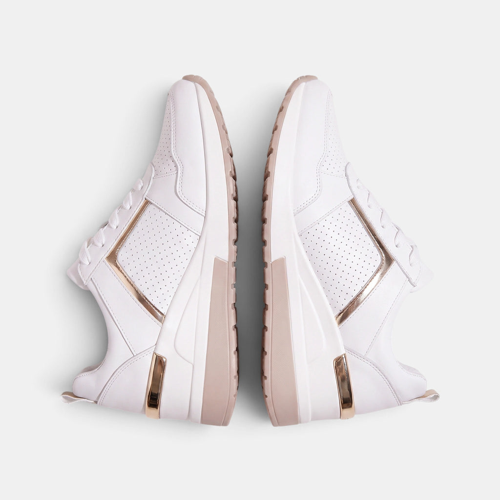 Women's Wedge Trainers with Lace Up and Perforated Design