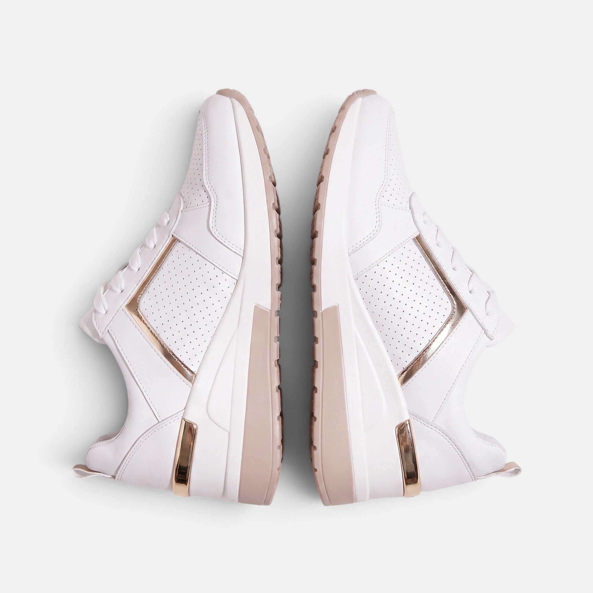 Women's Wedge Trainers with Lace Up and Perforated Design
