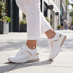 Women's Wedge Trainers with Lace Up and Perforated Design