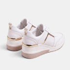 Women's Wedge Trainers with Lace Up and Perforated Design