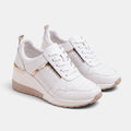 Women's Wedge Trainers with Lace Up and Perforated Design