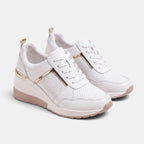 Women's Wedge Trainers with Lace Up and Perforated Design