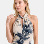 Women's Wide Leg Jumpsuit with Halter Neck and Tie Waist