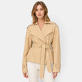 Women's Wrap Coat with Belted Waist and Long Sleeves