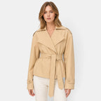 Women's Wrap Coat with Belted Waist and Long Sleeves